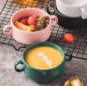 Bols à <span class=keywords><strong>soupe</strong></span> de nouilles aux oignons français en céramique, design nordique personnalisé, écologiques, avec double poignée, pour desserts - Product Image 2