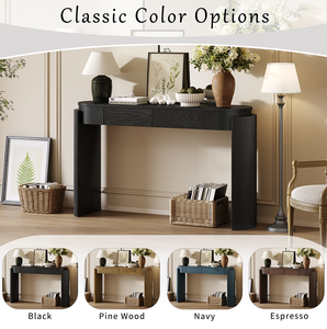 Modern Entryway <b>Console</b> Table with Storage Solid Wood Construction Natural Wood Grain Finish and Fluted Design - Product Image 3