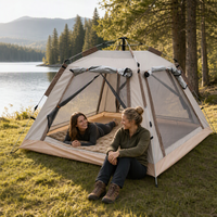 Tente de camping autoportante à montage rapide, entièrement en maille, avec bâche de protection météo enroulable et pare-pluie amovible pour l'extérieur