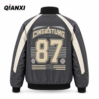 Blouson universitaire pour homme gris anthracite à manches raglan, avec broderies personnalisées, style décontracté vintage, veste bomber de baseball, vente en gros
