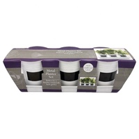 Techome — Pot de plantes d'intérieur en métal, Kit de culture d'herbes, Pot de fleurs en métal blanc avec plateau, 3 pièces