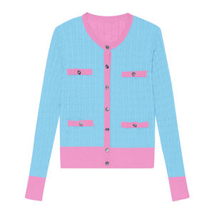 제조업체 Oem Odm 사용자 정의 여성 그리스 니트 스웨터 인과 핑크 녹색 여학생 오픈 전면 긴 소매 카디건 - Product Image 5