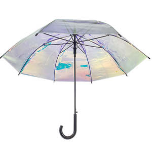 <span class=keywords><strong>Parapluie</strong></span> droit moderne semi-automatique spécial Ocean Fine, <span class=keywords><strong>transparent</strong></span>, changeant de couleur, irisé, holographique, en plastique POE - Product Image 1