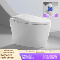 Toilet Keramik Minimalis Lengkung Pintar dengan Sistem Siram Otomatis Siphon 3.0-6.0L, Pelindung Busa Suara, Tutup Radar, Pengering Hangat, Aroma Solid