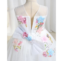 Robe de demoiselle d'honneur en tulle brodée de fleurs, robe de princesse pour enfants, costume de spectacle