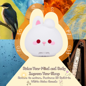 Беспроводная колонка-ночник в виде кролика для детей, милый светодиодный ночник с 3 уровнями яркости, силиконовый ночник для прикроватной тумбочки, беспроводная колонка - Product Image 6