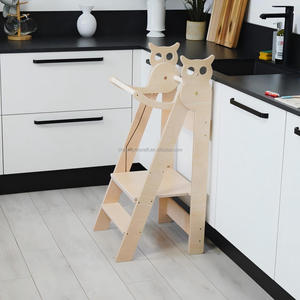Tour d'apprentissage pliable Montessori en contreplaqué testé EN71, marchepied de cuisine pliable pour tout-petits - Product Image 4