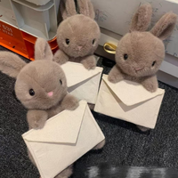 Peluche Lapin Gris Enveloppé, Jouet Lapin Marron pour Enfants, Jouet en Peluche Pas Cher, Échantillon Gratuit d'Usine