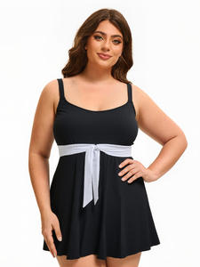 Traje de baño deportivo con diseño de espalda recortada con estampado de patrón sólido elegante para mujer europea americana, ropa de playa Sexy de una pieza - Product Image 2