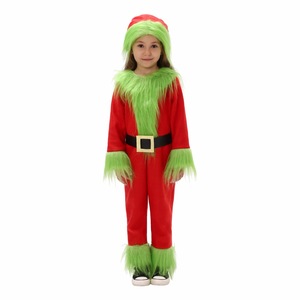 Disfraz de Monstruo Verde Navideño para Niños, Traje de Actuación Rojo con Pelaje Verde, 5-7 Años, Disfraz Festivo - Product Image 5