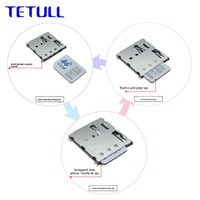 Connecteur de carte SIM NANO IoT 5G TETULL 6+1P de type auto-éjectable avec broche de détection normalement fermée