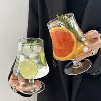 Verre à pied soufflé à la main pour café glacé, boissons froides, eau pétillante, cocktails (401-500ml)