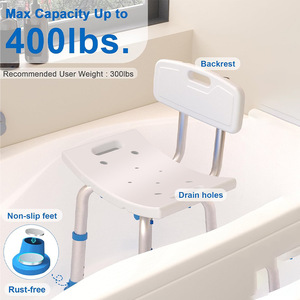 Vikangsheng Aluminum Alloy Shower Chair Adjustable Height With Backrest For Elderly Pregnant Disabled <b>Non</b> <b>Slip</b> <b>Bath</b> Seat - Product Image 3