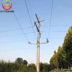 Galvanizli çeşitlendirilmiş son tasarım 132kv iletim hattı çelik boru direkleri