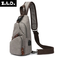 ZUOLUNDUO tas dada desainer kulit antik tas bahu selempang USB kulit asli kanvas modis Online Tiongkok