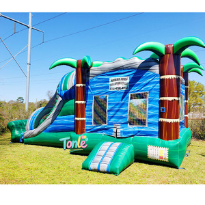 Bạt PVC tùy chỉnh thực hiện lâu đài bơm hơi trượt với quạt cầu vồng mô-đun hiện đại Logo tùy chỉnh Unisex - Product Image 4