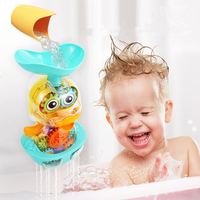 Jouets de bain pour bébé, canard transparent avec engrenages, jouets de bain pour bébé qui pulvérisent de l'eau avec ventouse