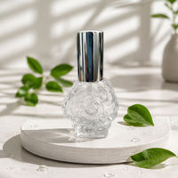 Vente en gros de flacons de parfum en verre miniatures de 15 ml, forme coquille, nouveau design, fond épais, avec vaporisateur et couvercle en aluminium