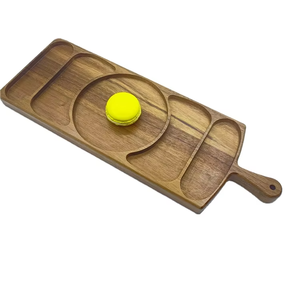 Plato de Madera de Acacia Ecológico, Rectangular, Color Marrón, para Servir Alimentos y Frutas, con 5 Divisiones, con Asa, Pintado a Mano, Natural - Product Image 5