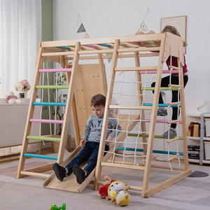 Magnolia Aire de jeux intérieure 7-en-1 <span class=keywords><strong>Jungle</strong></span> Gym Set de jeu pour enfants de 2 à 6 ans-Toboggan Mur d'escalade Corde Mur Grimpeur Bars de singe - Product Image 1