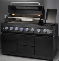Livraison rapide Moderne Premium Commercial Gaz BBQ Island Grill 6 Brûleur Principal Autoportant De Luxe En Acier Inoxydable Outil Professionnel