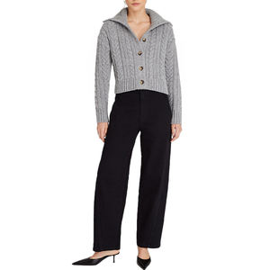 Vente en gros cardigan haut de gamme chaud hiver personnalisé <span class=keywords><strong>veste</strong></span> courte Tejido cardigan pour dames en <span class=keywords><strong>grosse</strong></span> <span class=keywords><strong>laine</strong></span> nylon torsadé pull pour femmes - Product Image 2