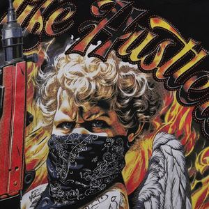 T-shirt da Uomo Oversize di Alta Qualità con Stampa <span class=keywords><strong>Angelo</strong></span> Bendato e Applicazioni Hot Drilling, <span class=keywords><strong>Abbigliamento</strong></span> Streetwear Personalizzato - Product Image 5