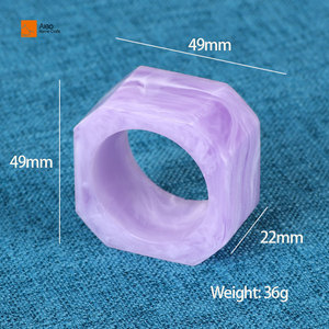 Anneaux de serviette de mariage <span class=keywords><strong>en</strong></span> résine tourbillonnante de luxe moderne ALEO de haute qualité, forme octogonale, durables, écologiques, supports de bracelets transparents - Product Image 3
