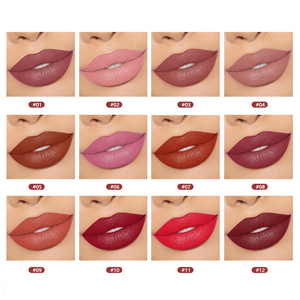 <span class=keywords><strong>Rossetto</strong></span> <span class=keywords><strong>rosso</strong></span> opaco a 12 colori all'ingrosso con effetto idratante a lunga durata lucidalabbra infuso minerale per il trucco femminile - Product Image 3