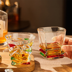 Vaso <span class=keywords><strong>de</strong></span> Whisky y Bourbon <span class=keywords><strong>de</strong></span> Lujo, Pintado a Mano, Vintage, <span class=keywords><strong>de</strong></span> Vidrio Coloreado, <span class=keywords><strong>para</strong></span> Agua, Jugo, Cerveza, <span class=keywords><strong>Licores</strong></span>, <span class=keywords><strong>para</strong></span> el Hogar, Bar, Regalo - Product Image 3