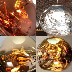 Lampada a sospensione artistica in vetro organico fuso per bancone Bar cucina isola rossa in PVC con finitura cromata corpo in plastica - Product Image 6