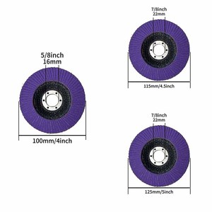 Disques à lamelles en céramique violette 4''x5/8'', 4-1/2''x7/8'', 5''x7/8'' T27/T29, meules pour le métal et l'acier inoxydable (grains 40-320) - Product Image 2