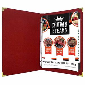 Carpeta de Menú de Cuero Sintético Rojo al por Mayor, Tamaño A4, Carta, Legal, Porta Menús de Cuero Ecológico de Lujo - Product Image 1