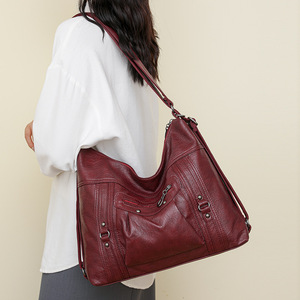 <span class=keywords><strong>Zaino</strong></span> Vintage in Morbida Pelle da <span class=keywords><strong>Donna</strong></span> con Cerniera, Grande, a Tracolla, per Esportazione Transfrontaliera - Nuova Collezione 2025 - Product Image 3