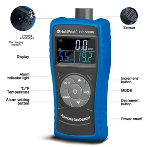 Détecteur de gaz ammoniacal HEDAO HP-5800G, testeur, moniteur, compteur professionnel, haute précision, sans alarme, pour l'industrie, la décoration, l'environnement - Product Image 4