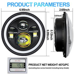 Faro LED redondo de 7 pulgadas para motocicleta Jeeps Wranglers JK JL <span class=keywords><strong>Grand</strong></span> <span class=keywords><strong>Cherokee</strong></span> Angle Eye Driving Light DRL para coche - Product Image 4