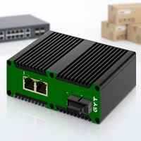 Switch Jaringan Perusahaan Industri 4 Port Ethernet 100Mbps 1 FC Single Fiber 20km PoE Kapasitas 1.6Gbps DIN-rail Stok FCC
