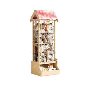 Contenitore in Legno per Peluche a Forma di Zoo con Scatola Porta Giocattoli Verticale e Fascia Elastica Più Spessa - Product Image 2
