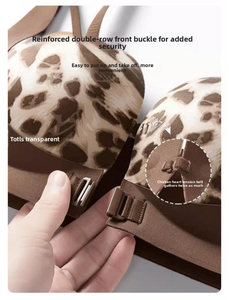 Sujetador transpirable con estampado de leopardo, ligero y sexy, nuevo estilo, con cierre frontal, sin aros, antideslizante, para realzar el busto pequeño. - Product Image 3