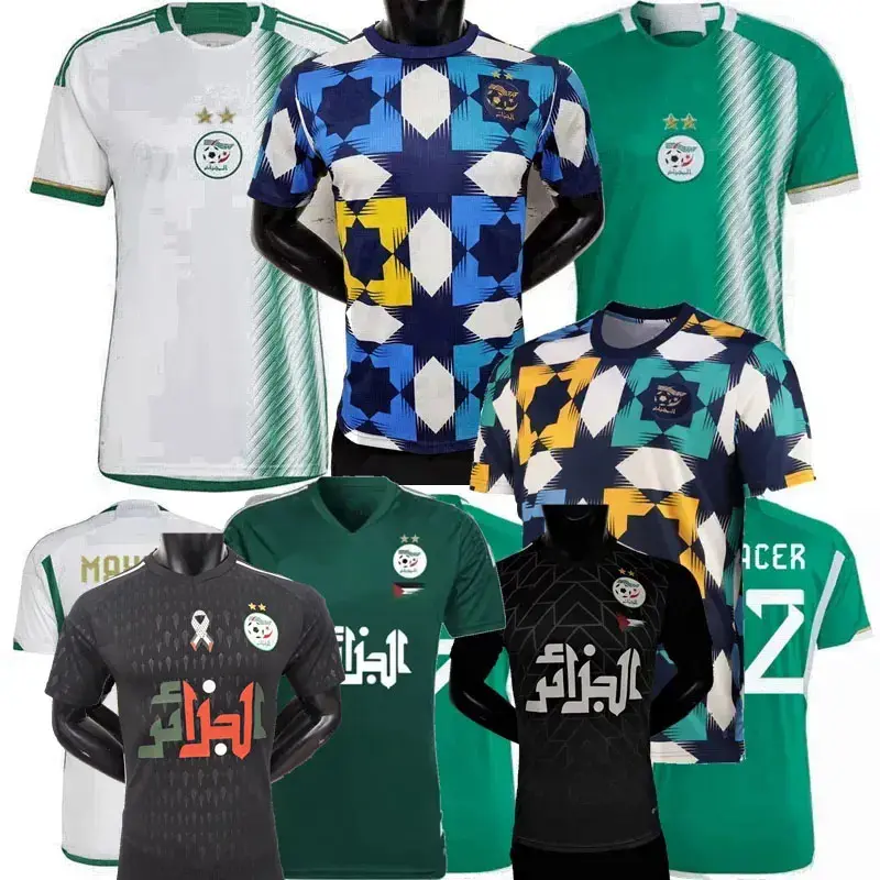 Spelersfans 2023 2024 Algeria Voetbalshirts Twee Sterren Chaibi Aouar Feghouli Gouiri Mahrez Nationale Trainingsvoetbalshirt