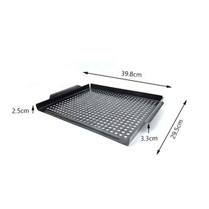 AMZ Hot Sale Non-Stick Metal BBQ <strong>Grill</strong> Tray Barbecue Grilling <strong>Pan</strong> for Outdoor Camping Cooking - Product Image 3
