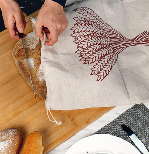 Bolsa de pan de lino ecológica personalizada sin forro, lavable, para inventario, embalaje casero, con cordón, reciclable - Product Image 5