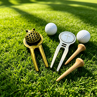 Alat Perbaikan Divot Golf Ramah Rumput, Set Alat Divot Golf Logam Magnetik Anti Lengket di Permukaan Rumput