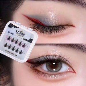 DIY <span class=keywords><strong>Manga</strong></span> & Pixie <span class=keywords><strong>Salon</strong></span> Extensions Look Individuel Cluster Cils Anime Cils Appuyez sur et Go Pop sur pré-mappé Faux Cils - Product Image 6