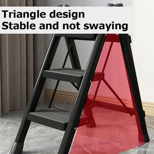 Hot Selling Modern Steel Portable Black Thickened Folding <b>Ladder</b> Multifunctional Storage Removable Household 3 Step 330lbs - Product Image 4