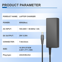 Adaptateur secteur pour ordinateur portable 65W 20V 3.25A DC 7.9x5.5mm de remplacement avec chargeur pour ordinateur portable Lenovo