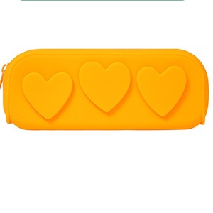 Love Heart-Shaped Macaron Color Silicone Stationery & Makeup Storage Pencil Case Bag Large Capacity Washable Yellow Pink Green - Product Image 1