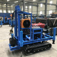 Machine de forage de puits d'eau portable à moteur diesel, avec conception facile à transporter, composants principaux : pompe et moteur, profondeur maximale 200 m