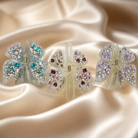 Pince à cheveux papillon 3D de luxe ; Épingle à cheveux en acétate ornée de strass étincelants faits à la main ; Accessoires de bijouterie élégants pour femmes