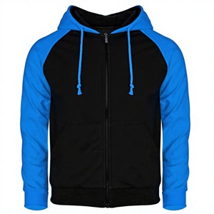 Sudadera con capucha y cremallera completa de manga raglán con logotipo personalizado, forro polar, unisex, estilo casual de invierno - Product Image 2
